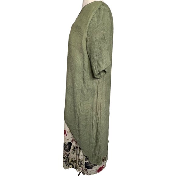 Cream Floral Green Duster Sheath Midi Dress 3XL Country Church Office - Picture 5 of 13